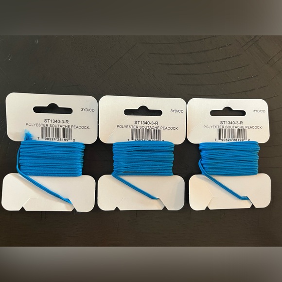 THREE Soutache ornamental braid for jewelry design, peacock, 3 yd, the beadsmith - Picture 3 of 5